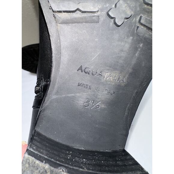 Aquatalia Orva Black Leather Ankle Boots Booties 8.5 Elastic Band Side Zip $450 - Picture 10 of 12